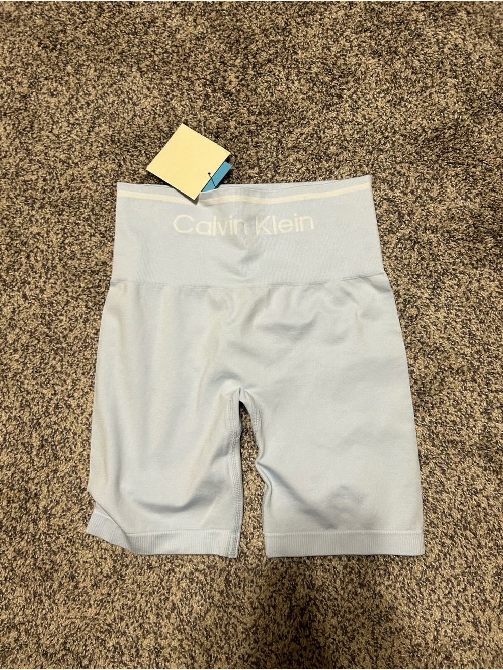 Calvin Klein Performance Light Blue Seamless High-Rise Bike Shorts